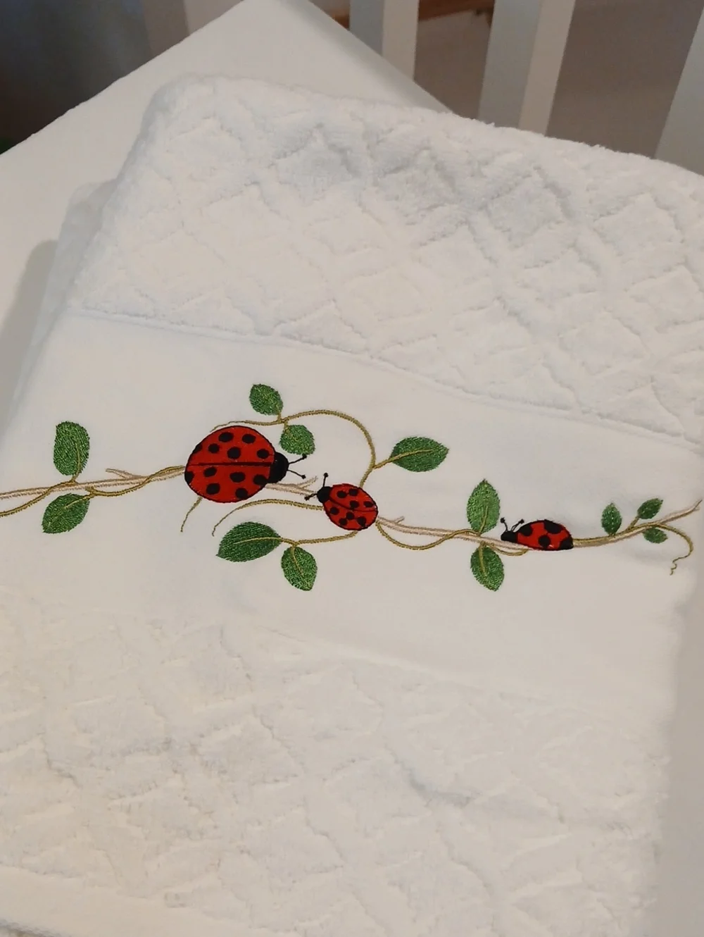Ladybugs Bath Towels 100% Cotton Bianca Jacquard Portugal 27x49